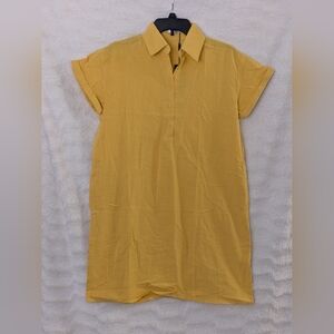 🆕 ZEAGOO Yellow Cotton DRESS Sz S Short Sleeve Polo